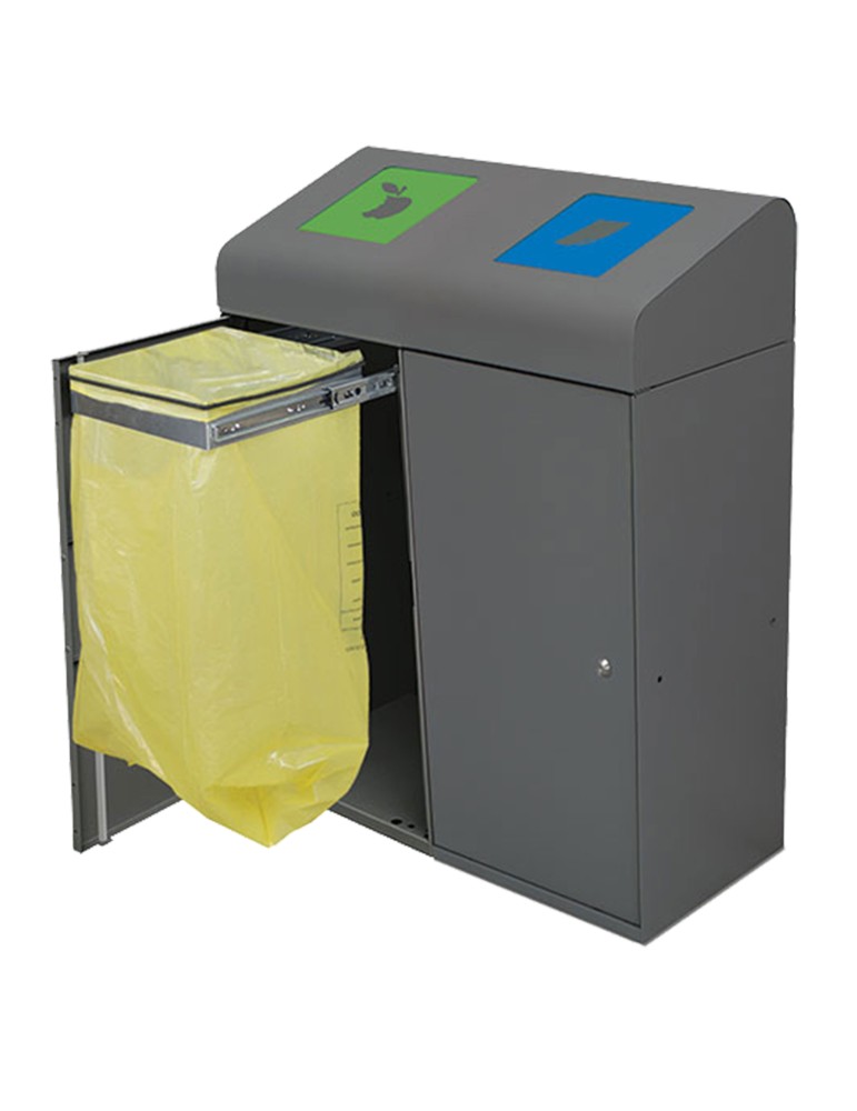 Poubelle de Tri Berlin 95 L avec Couvercle Trappe 2 Flux