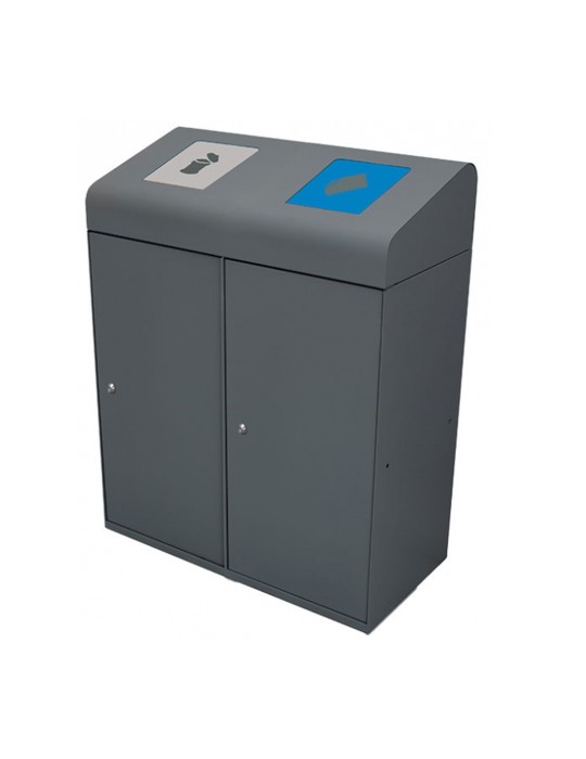 Collecteur de Tri Berlin 95 L avec Couvercle Trappe 2 Flux