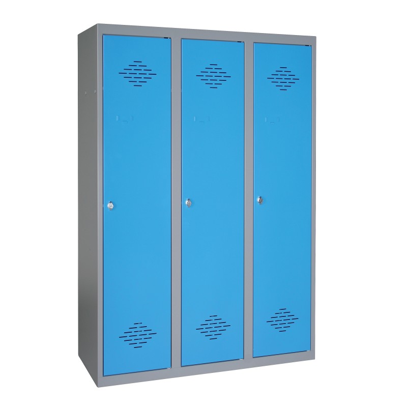 One-piece locker for dirty industry: 3 base-mounted columns