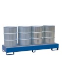 Painted steel spill pallet 800L for 4 drums in a row