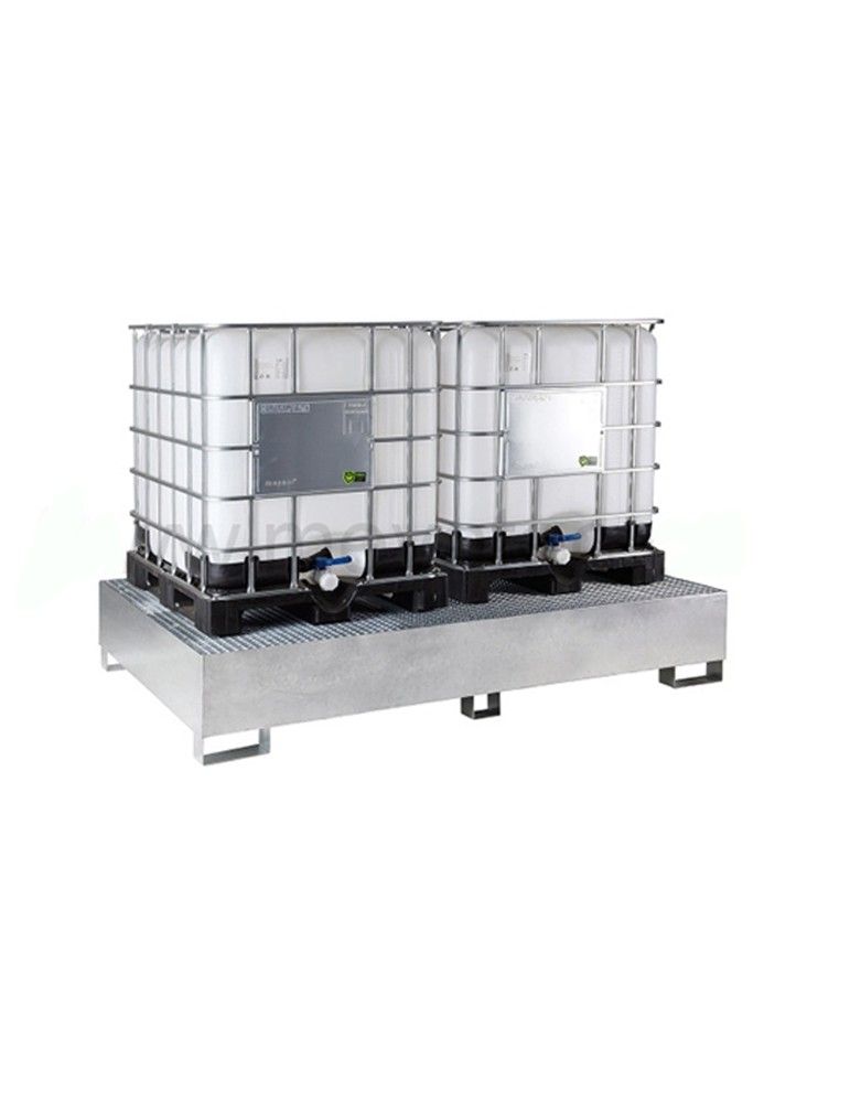 Bac de rétention acier galvanisé pour 2 cubitainers 1000L