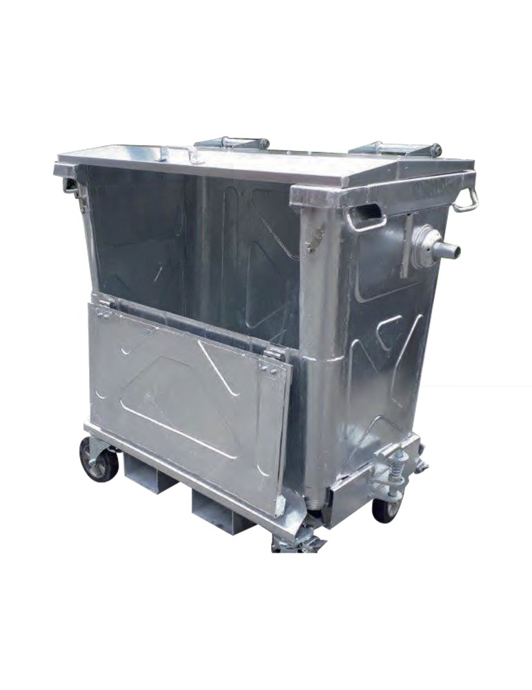 Conteneur métallique étroit 660 L - ouverture frontale