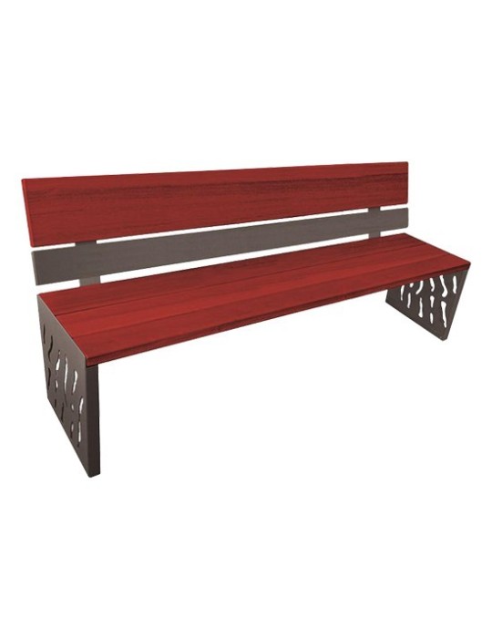 Banc Venise acier et bois pour espaces extérieurs