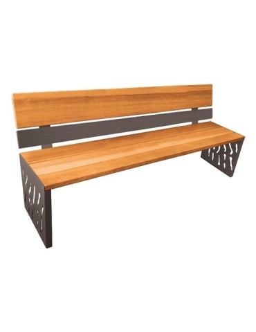 Banc Venise acier et bois pour espaces extérieurs 2