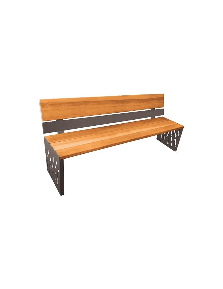 Banc Venise acier et bois pour espaces extérieurs