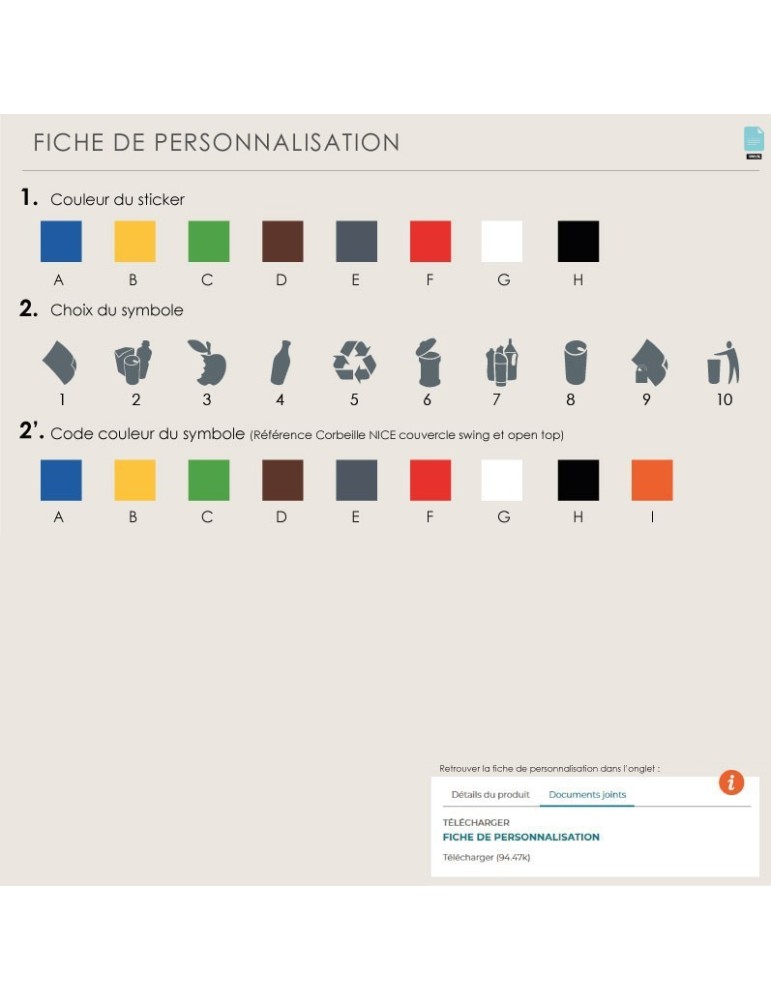 Poubelle Nice 95L avec support sac