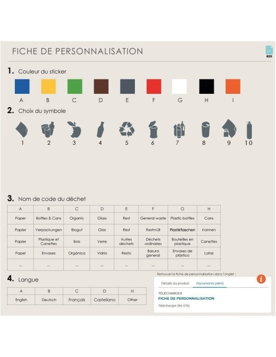 Support sac Eco Lid 4 flux 42L avec signalétique