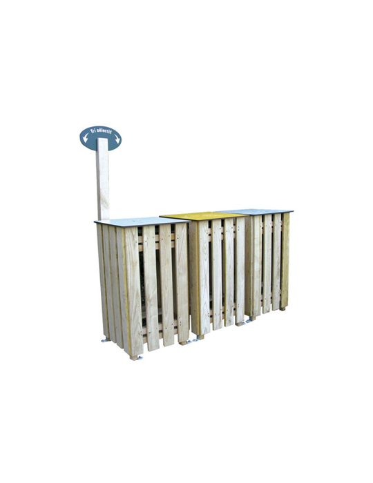 Poubelle Extérieure Carrée en Bois 65 L