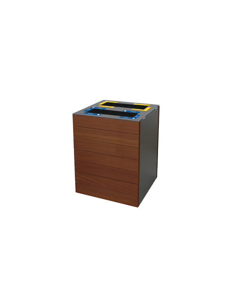 CORBEILLE PALMA 180L - 2 FLUX BAC INTERIEUR - BOIS