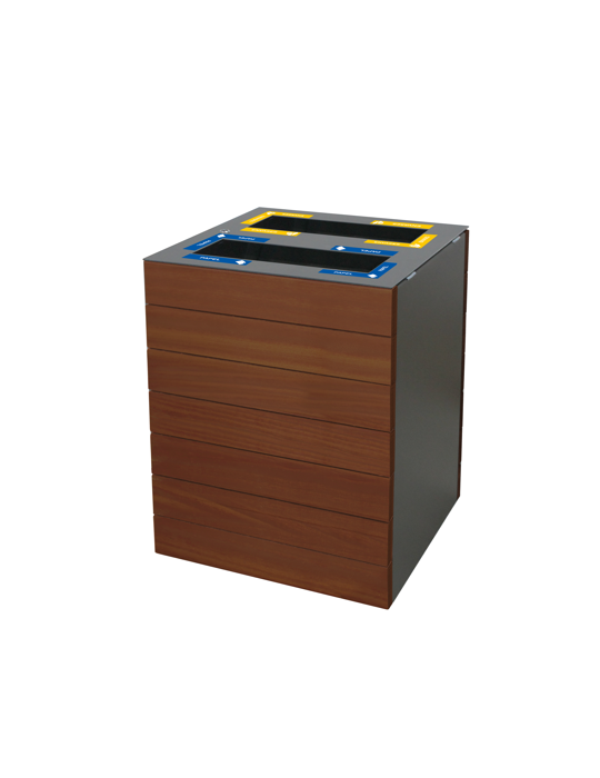 CORBEILLE PALMA 180L - 2 FLUX BAC INTERIEUR - BOIS