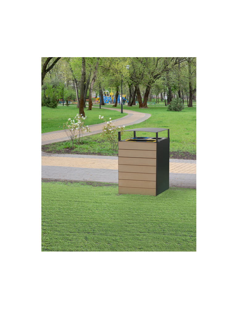 CORBEILLE PALMA 180L - 2 FLUX BAC INTERIEUR - BOIS