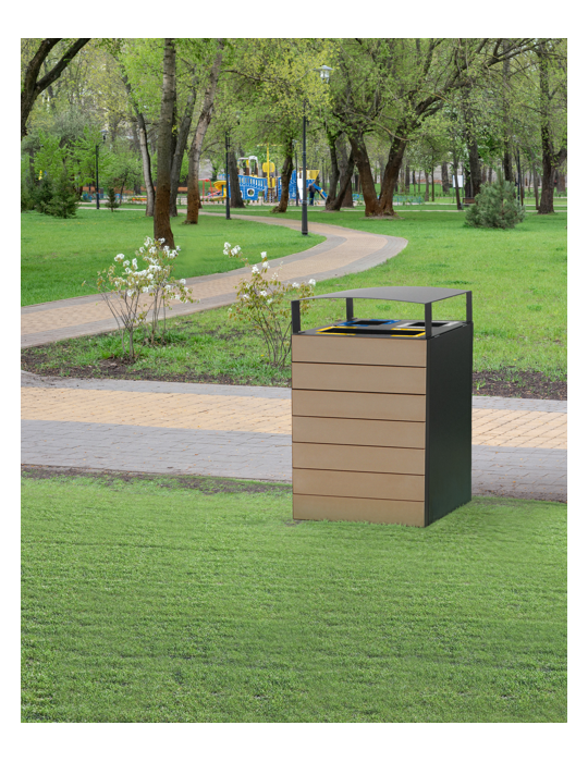 CORBEILLE PALMA 180L - 2 FLUX BAC INTERIEUR - BOIS