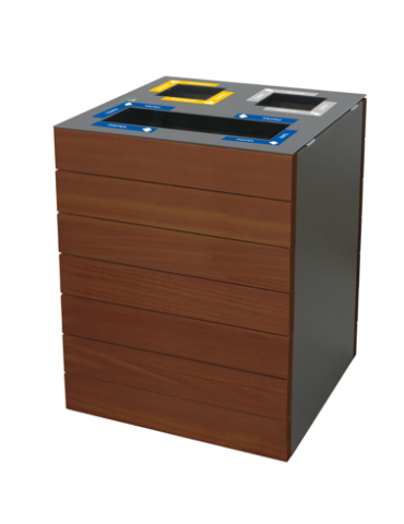 CORBEILLE PALMA 180L - 3 FLUX BAC INTERIEUR - BOIS