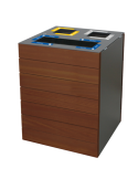 CORBEILLE PALMA 180L - 3 FLUX BAC INTERIEUR - BOIS