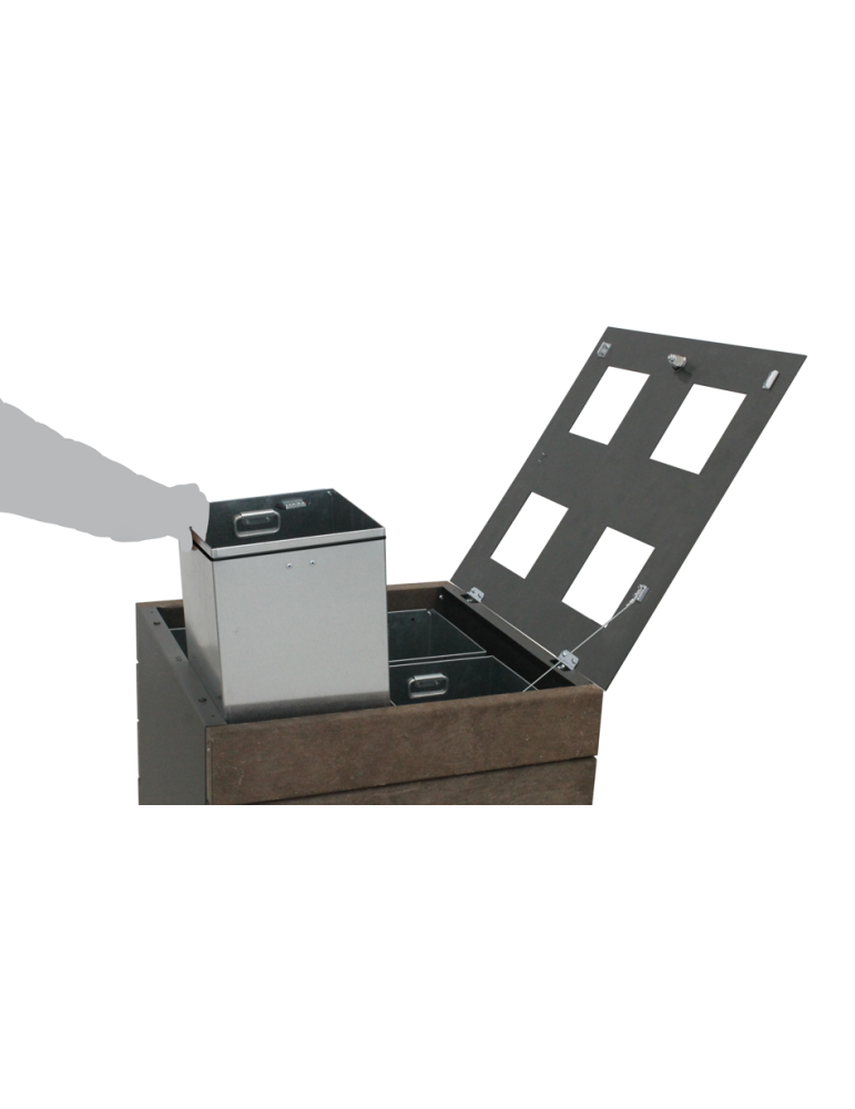 CORBEILLE PALMA 180L - 3 FLUX BAC INTERIEUR - BOIS