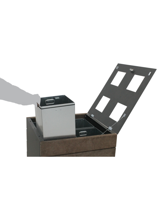 CORBEILLE PALMA 180L - 3 FLUX BAC INTERIEUR - BOIS