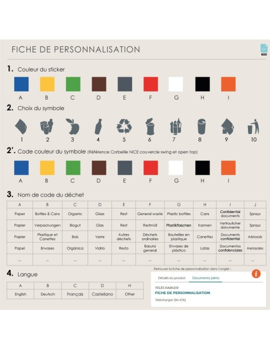 COLLECTEUR CENDRIER & PORTE 75L AVEC BAC ET OUVERTURE - OSLO