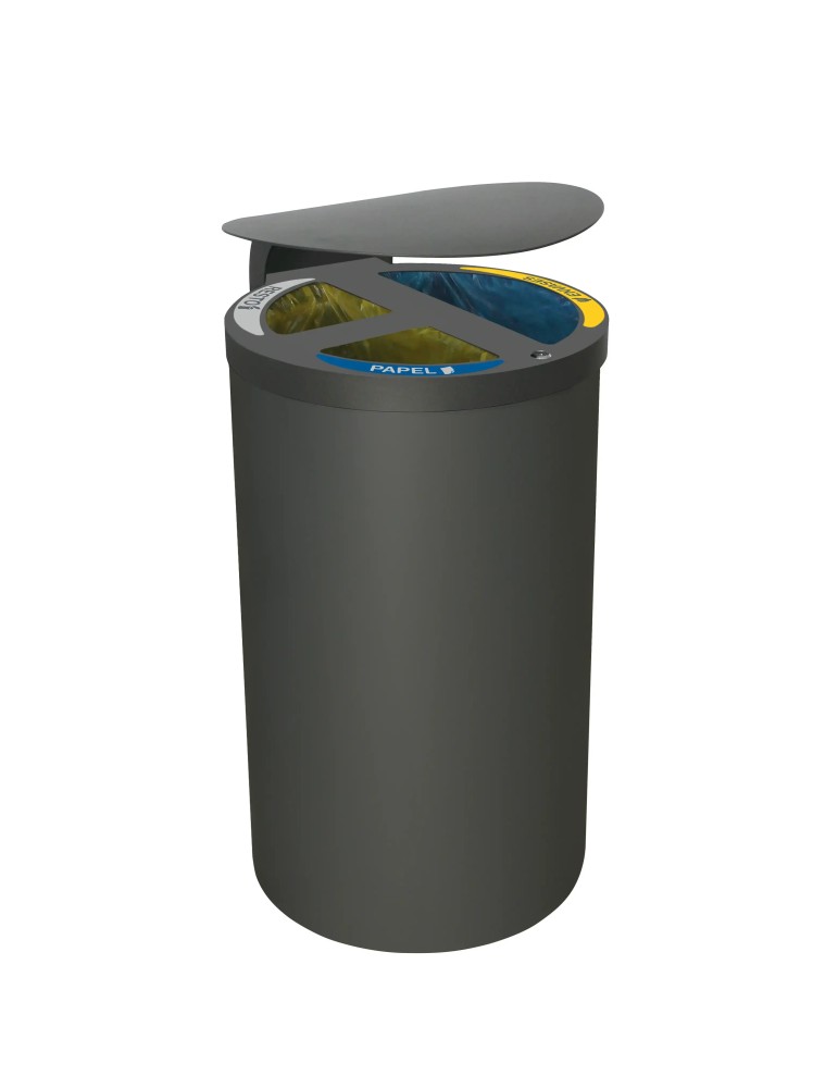COLLECTEUR 1X60L+2X30L AVEC BAC ET OUVERTURE + CHAPEAU DE PLUIE - LYON