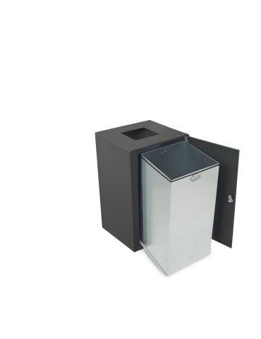 COLLECTEUR 100L EN MÉTAL ANTIROUILLE AVEC PORTE & BAC ET OUVERTURE - VALENCIA