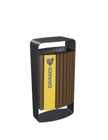 COLLECTEUR 75L EN METAL & BOIS PLASTIQUE COMPOSITE AVEC SAC ET OUVERTURE - MALAGA
