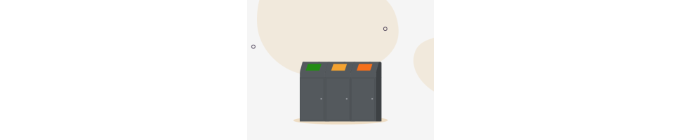 Poubelles de tri selectif extérieures espaces publics